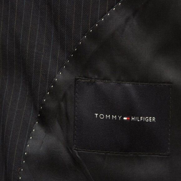 Tommy Hilfiger Mens 2-Bttn Blazer Sport Coat Jacket Navy Striped 40L E081251 - Picture 11 of 15